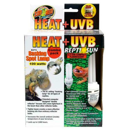 ZOO MED LABORATORIES Zoo Med Fsc-1 Heat And Uvb Basking Spot Lamp And Repti Sun Fluorescent Combo Pack 850-34001
